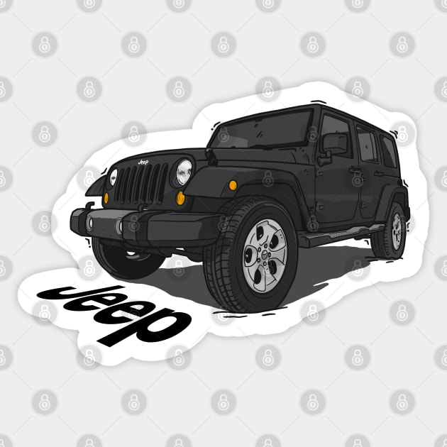 Jeep Wrangler - Black Sticker by 4x4 Sketch